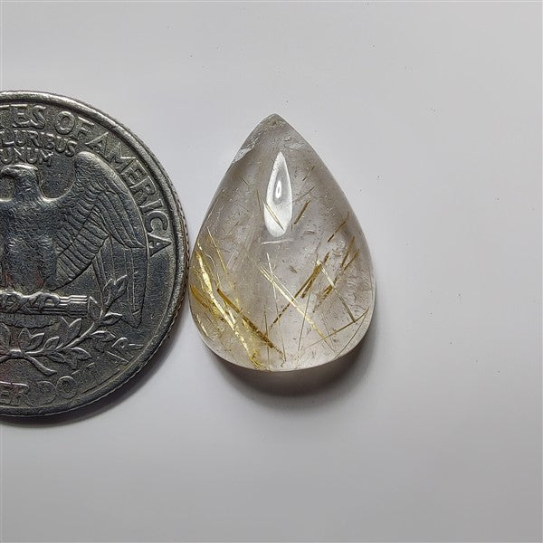 Golden Rutile gemstone cabochon - natural crystal healing stone for jewelry making by SemiPreciousCabs