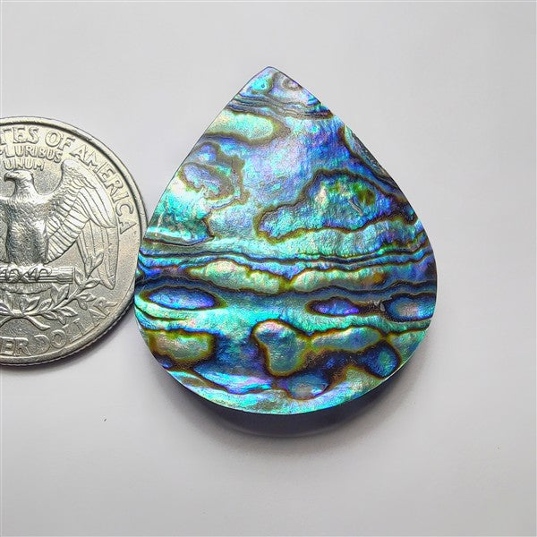 Abalone Shell gemstone cabochon - natural crystal healing stone for jewelry making by SemiPreciousCabs