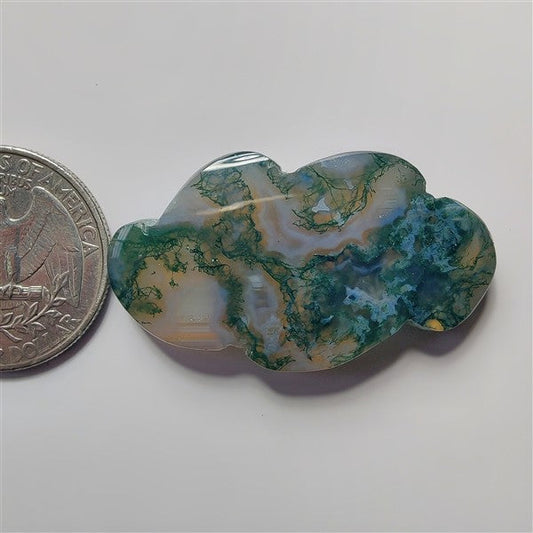 Moss Agate gemstone cabochon - natural crystal healing stone for jewelry making by SemiPreciousCabs