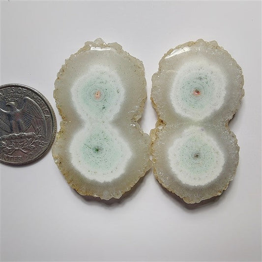 Solar Quartz Druzy Pair gemstone cabochon - natural crystal healing stone for jewelry making by SemiPreciousCabs