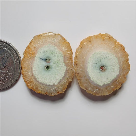 Solar Quartz Druzy Pair gemstone cabochon - natural crystal healing stone for jewelry making by SemiPreciousCabs