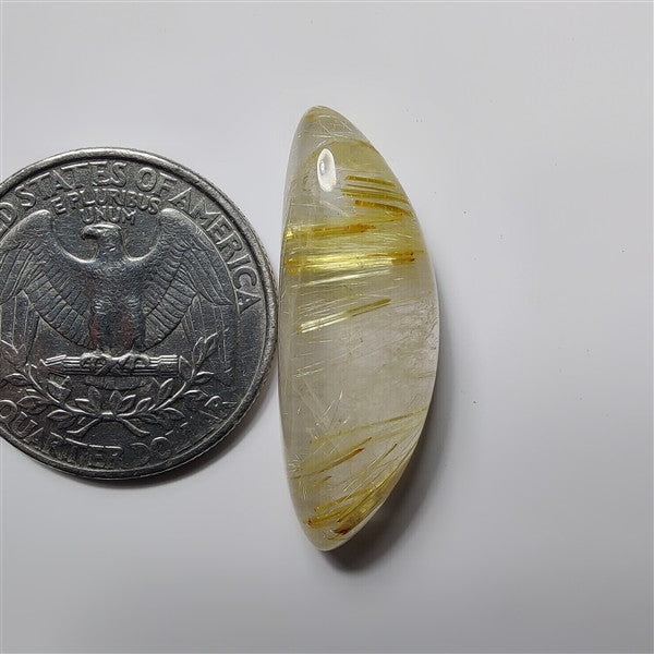 Golden Rutile gemstone cabochon - natural crystal healing stone for jewelry making by SemiPreciousCabs