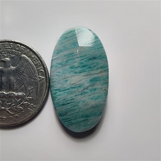 Faceted Amazonite gemstone cabochon - natural crystal healing stone for jewelry making by SemiPreciousCabs