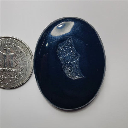 Black Obsidian Druzy gemstone cabochon - natural crystal healing stone for jewelry making by SemiPreciousCabs